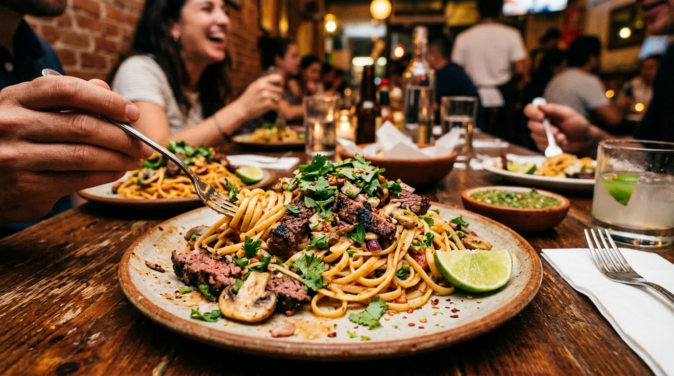 Photo of Carne Asada Linguine con Hongos