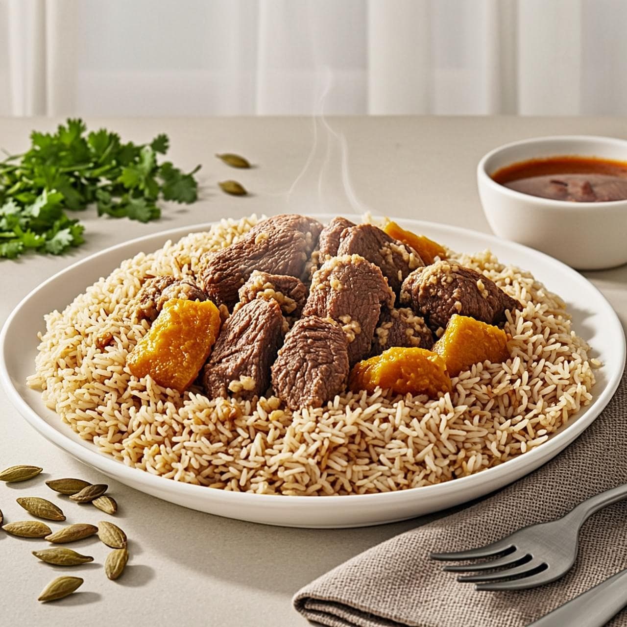 Photo of Shawarma-Style Beef and Squash Kabsa