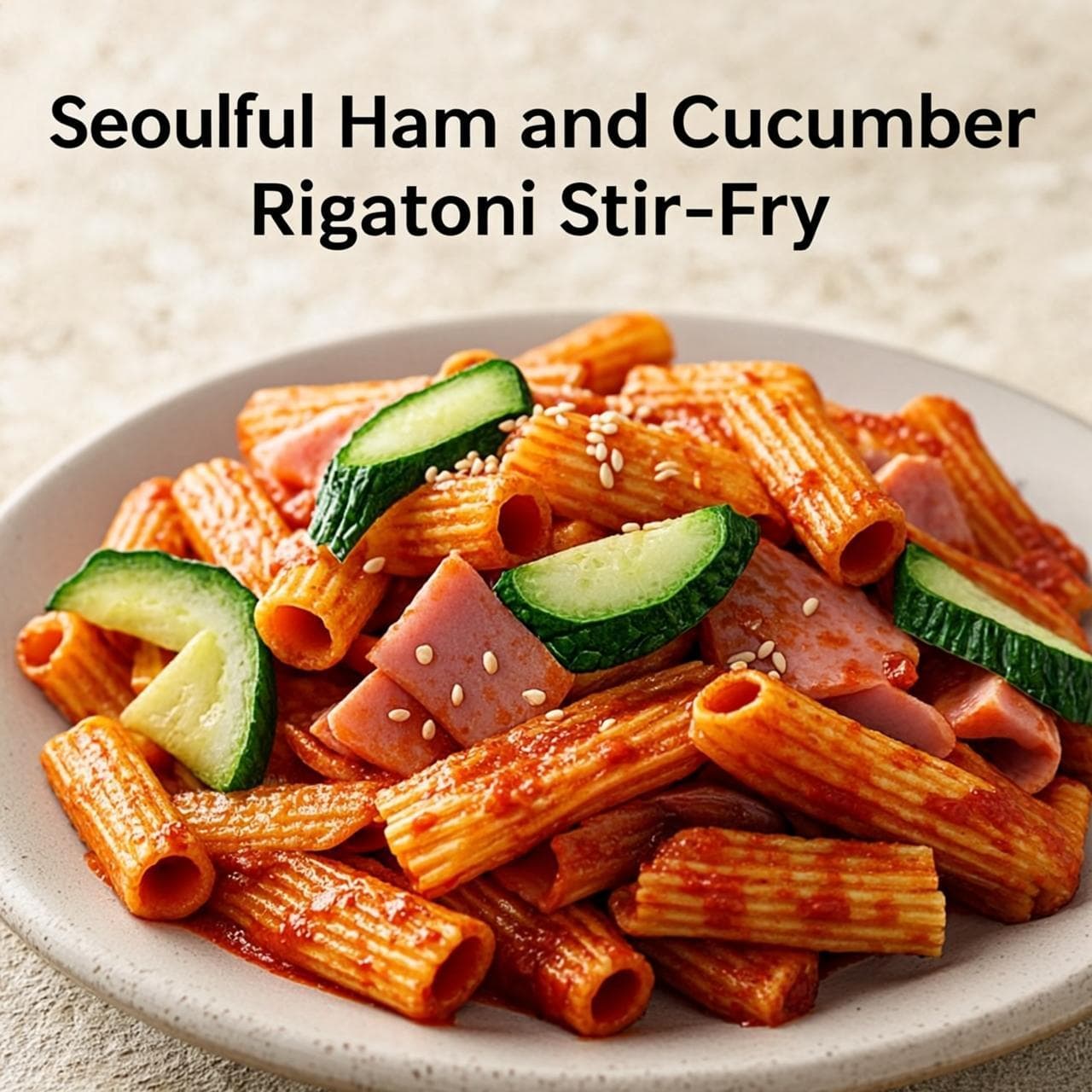 Photo of Seoulful Ham and Cucumber Rigatoni Stir-Fry